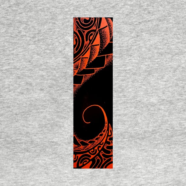 Polynesian tattoo art orange wave by Havai'iART&WOOD